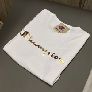 Champion “Gold Foil Script” T-shirt - White/Gold